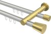 10214612-XX3238 Innenlauf Gardinenstange Aluminium / Metall 20 mm Ø 2-läufig PLATON - Sitra Weiß / Messing-Optik
