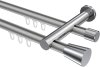 10214612-XX3312 Innenlauf Gardinenstange Aluminium / Metall 20 mm Ø 2-läufig PLATON - Sitra Silbergrau / Chrom