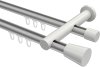 10214612-103332 Innenlauf Gardinenstange Aluminium / Metall 20 mm Ø 2-läufig PLATON - Sitra Silbergrau / Weiß