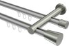 10214612-XX3339 Innenlauf Gardinenstange Aluminium / Metall 20 mm Ø 2-läufig PLATON - Sitra Silbergrau / Edelstahl-Optik