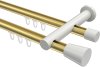 10214612-XX3832 Innenlauf Gardinenstange Aluminium / Metall 20 mm Ø 2-läufig PLATON - Sitra Messing-Optik / Weiß