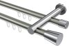 10214612-XX3912 Innenlauf Gardinenstange Aluminium / Metall 20 mm Ø 2-läufig PLATON - Sitra Edelstahl-Optik / Chrom