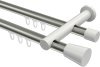 10214612-103932 Innenlauf Gardinenstange Aluminium / Metall 20 mm Ø 2-läufig PLATON - Sitra Edelstahl-Optik / Weiß