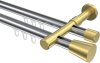 10214626-XX1238 Innenlauf Gardinenstange Aluminium / Metall 20 mm Ø 2-läufig PRESTIGE - Sitra Chrom / Messing-Optik