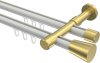 10214626-XX3238 Innenlauf Gardinenstange Aluminium / Metall 20 mm Ø 2-läufig PRESTIGE - Sitra Weiß / Messing-Optik