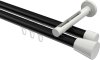 10214646-XX2932 Innenlauf Gardinenstange Aluminium / Metall 20 mm Ø 2-läufig SITENO - Sitra Schwarz / Weiß