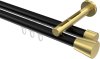 10214646-XX2938 Innenlauf Gardinenstange Aluminium / Metall 20 mm Ø 2-läufig SITENO - Sitra Schwarz / Messing-Optik