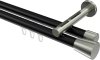 10214646-XX2939 Innenlauf Gardinenstange Aluminium / Metall 20 mm Ø 2-läufig SITENO - Sitra Schwarz / Edelstahl-Optik