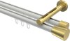 10214646-103238 Innenlauf Gardinenstange Aluminium / Metall 20 mm Ø 2-läufig SITENO - Sitra Weiß / Messing-Optik
