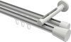 10214646-XX3332 Innenlauf Gardinenstange Aluminium / Metall 20 mm Ø 2-läufig SITENO - Sitra Silbergrau / Weiß