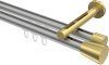 10214646-XX3338 Innenlauf Gardinenstange Aluminium / Metall 20 mm Ø 2-läufig SITENO - Sitra Silbergrau / Messing-Optik