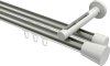 10214646-XX3932 Innenlauf Gardinenstange Aluminium / Metall 20 mm Ø 2-läufig SITENO - Sitra Edelstahl-Optik / Weiß