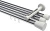 10214647-XX1232 Innenlauf Gardinenstange Aluminium / Metall 20 mm Ø 3-läufig SITENO - Sitra Chrom / Weiß