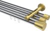10214647-XX1238 Innenlauf Gardinenstange Aluminium / Metall 20 mm Ø 3-läufig SITENO - Sitra Chrom / Messing-Optik