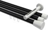 10214647-XX2932 Innenlauf Gardinenstange Aluminium / Metall 20 mm Ø 3-läufig SITENO - Sitra Schwarz / Weiß