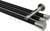 10214647-XX2939 Innenlauf Gardinenstange Aluminium / Metall 20 mm Ø 3-läufig SITENO - Sitra Schwarz / Edelstahl-Optik