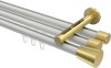 10214647-XX3238 Innenlauf Gardinenstange Aluminium / Metall 20 mm Ø 3-läufig SITENO - Sitra Weiß / Messing-Optik