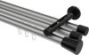 10214647-XX3329 Innenlauf Gardinenstange Aluminium / Metall 20 mm Ø 3-läufig SITENO - Sitra Silbergrau / Schwarz