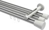 10214647-103332 Innenlauf Gardinenstange Aluminium / Metall 20 mm Ø 3-läufig SITENO - Sitra Silbergrau / Weiß
