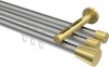 10214647-XX3338 Innenlauf Gardinenstange Aluminium / Metall 20 mm Ø 3-läufig SITENO - Sitra Silbergrau / Messing-Optik