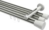 10214647-XX3932 Innenlauf Gardinenstange Aluminium / Metall 20 mm Ø 3-läufig SITENO - Sitra Edelstahl-Optik / Weiß