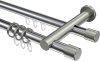10223112-XX1239 Rundrohr-Innenlauf Gardinenstange Aluminium / Metall 20 mm Ø 2-läufig PLATON - Santo Chrom / Edelstahl-Optik