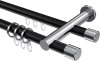 10223112-XX2912 Rundrohr-Innenlauf Gardinenstange Aluminium / Metall 20 mm Ø 2-läufig PLATON - Santo Schwarz / Chrom