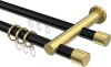 10223112-XX2938 Rundrohr-Innenlauf Gardinenstange Aluminium / Metall 20 mm Ø 2-läufig PLATON - Santo Schwarz / Messing-Optik