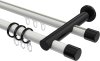 10223112-103229 Rundrohr-Innenlauf Gardinenstange Aluminium / Metall 20 mm Ø 2-läufig PLATON - Santo Weiß / Schwarz