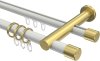 10223112-XX3238 Rundrohr-Innenlauf Gardinenstange Aluminium / Metall 20 mm Ø 2-läufig PLATON - Santo Weiß / Messing-Optik