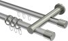10223112-103339 Rundrohr-Innenlauf Gardinenstange Aluminium / Metall 20 mm Ø 2-läufig PLATON - Santo Silbergrau / Edelstahl-Optik