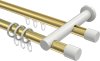 10223112-XX3832 Rundrohr-Innenlauf Gardinenstange Aluminium / Metall 20 mm Ø 2-läufig PLATON - Santo Messing-Optik / Weiß