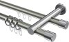 10223112-XX3912 Rundrohr-Innenlauf Gardinenstange Aluminium / Metall 20 mm Ø 2-läufig PLATON - Santo Edelstahl-Optik / Chrom