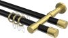 10223126-XX2938 Rundrohr-Innenlauf Gardinenstange Aluminium / Metall 20 mm Ø 2-läufig PRESTIGE - Santo Schwarz / Messing-Optik