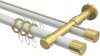 10223126-XX3238 Rundrohr-Innenlauf Gardinenstange Aluminium / Metall 20 mm Ø 2-läufig PRESTIGE - Santo Weiß / Messing-Optik