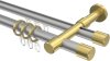 10223126-XX3338 Rundrohr-Innenlauf Gardinenstange Aluminium / Metall 20 mm Ø 2-läufig PRESTIGE - Santo Silbergrau / Messing-Optik