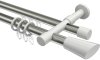 10223226-XX3932 Rundrohr-Innenlauf Gardinenstange Aluminium / Metall 20 mm Ø 2-läufig PRESTIGE - Bento Edelstahl-Optik / Weiß