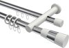 10223312-101232 Rundrohr-Innenlauf Gardinenstange Aluminium / Metall 20 mm Ø 2-läufig PLATON - Tanara Chrom / Weiß