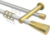 10223312-XX3238 Rundrohr-Innenlauf Gardinenstange Aluminium / Metall 20 mm Ø 2-läufig PLATON - Tanara Weiß / Messing-Optik