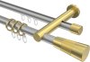 10223312-XX3338 Rundrohr-Innenlauf Gardinenstange Aluminium / Metall 20 mm Ø 2-läufig PLATON - Tanara Silbergrau / Messing-Optik