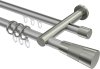 10223312-XX3339 Rundrohr-Innenlauf Gardinenstange Aluminium / Metall 20 mm Ø 2-läufig PLATON - Tanara Silbergrau / Edelstahl-Optik
