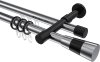 10223326-101229 Rundrohr-Innenlauf Gardinenstange Aluminium / Metall 20 mm Ø 2-läufig PRESTIGE - Tanara Chrom / Schwarz