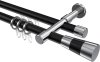 10223326-102912 Rundrohr-Innenlauf Gardinenstange Aluminium / Metall 20 mm Ø 2-läufig PRESTIGE - Tanara Schwarz / Chrom