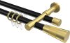 10223326-102938 Rundrohr-Innenlauf Gardinenstange Aluminium / Metall 20 mm Ø 2-läufig PRESTIGE - Tanara Schwarz / Messing-Optik