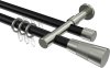 10223326-102939 Rundrohr-Innenlauf Gardinenstange Aluminium / Metall 20 mm Ø 2-läufig PRESTIGE - Tanara Schwarz / Edelstahl-Optik