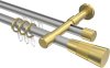 10223326-XX3338 Rundrohr-Innenlauf Gardinenstange Aluminium / Metall 20 mm Ø 2-läufig PRESTIGE - Tanara Silbergrau / Messing-Optik