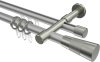 10223326-XX3339 Rundrohr-Innenlauf Gardinenstange Aluminium / Metall 20 mm Ø 2-läufig PRESTIGE - Tanara Silbergrau / Edelstahl-Optik