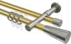 10223326-103839 Rundrohr-Innenlauf Gardinenstange Messing-Optik / Edelstahl-Optik 20 mm Ø 2-läufig PRESTIGE - Tanara