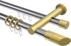 10223412-XX1238 Rundrohr-Innenlauf Gardinenstange Aluminium / Metall 20 mm Ø 2-läufig PLATON - Verano Chrom / Messing-Optik