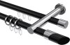 10223412-102912 Rundrohr-Innenlauf Gardinenstange Aluminium / Metall 20 mm Ø 2-läufig PLATON - Verano Schwarz / Chrom